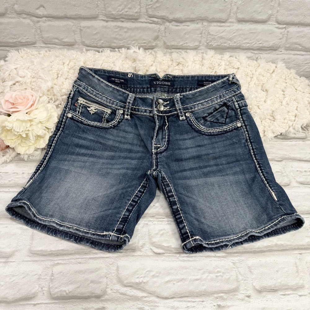 Vigoss The New York Shorts 28 Mom Jeans Med Rise Sz 28 Embroidered Embellished